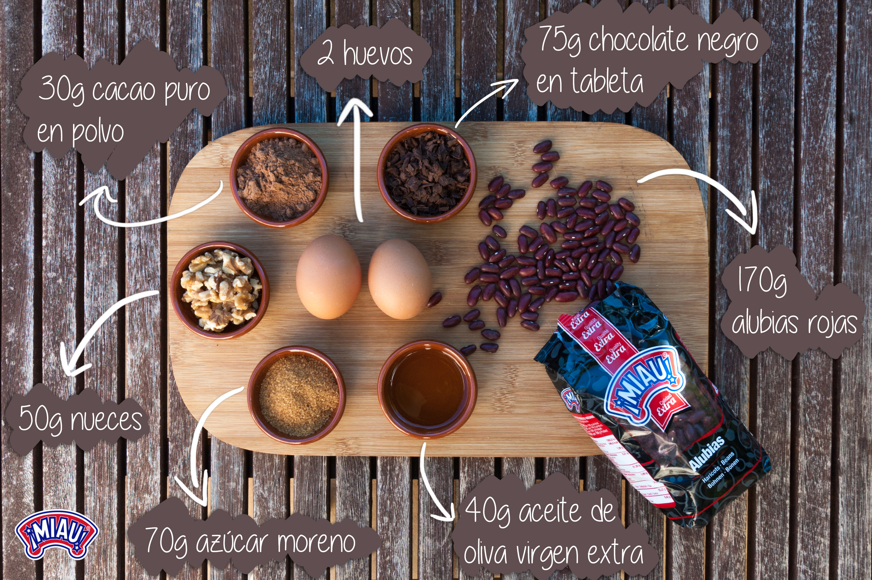 Ingredientes Brownie de alubias rojas