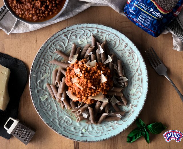 Pasta con lentejas