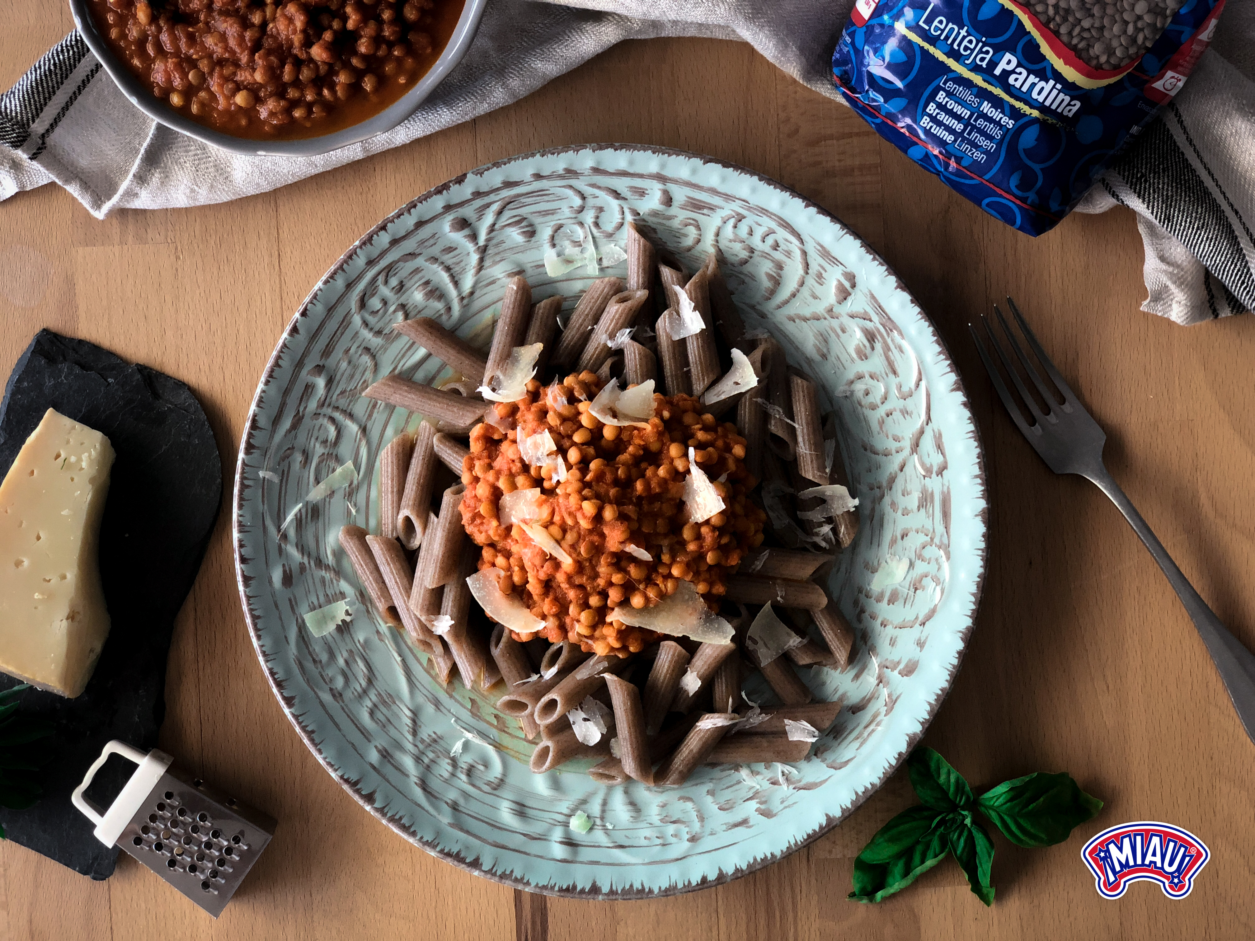 Pasta con lentejas