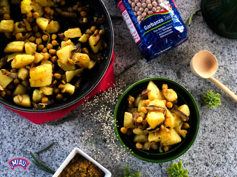 Patatas con garbanzos y setas shiitake al curry