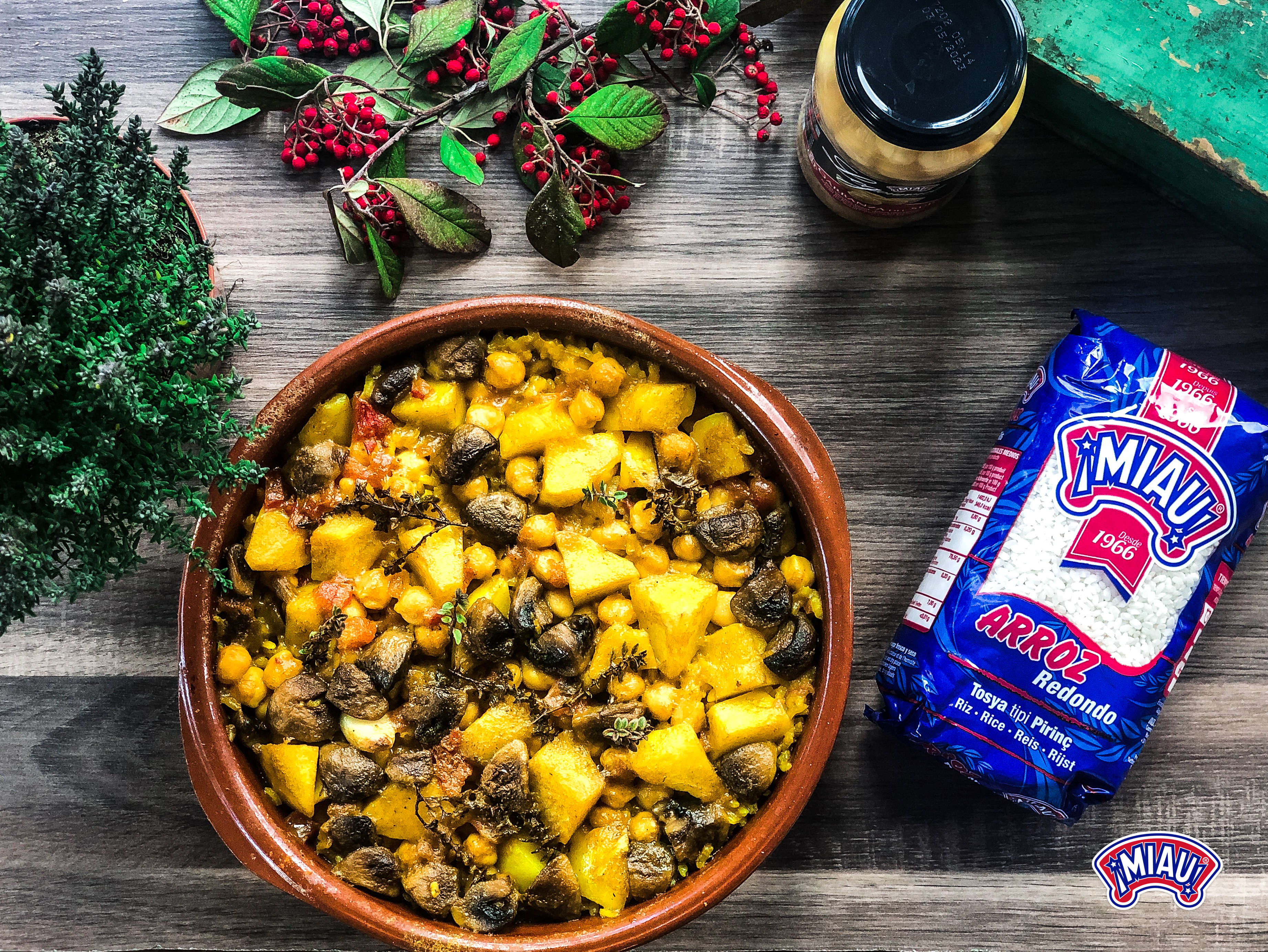 arroz al horno con garbanzos