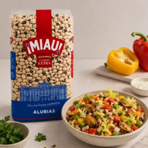 Ensalada de alubias carillas MIAU con mejillones y pimientos