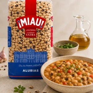 Guiso de alubias carillas MIAU con verduras