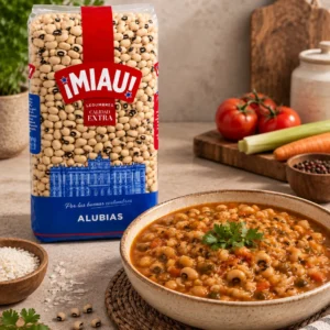 Potaje de alubias carillas MIAU con tomate y verduras