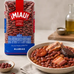 Alubias moradas MIAU guisadas con chorizo, morcilla y panceta