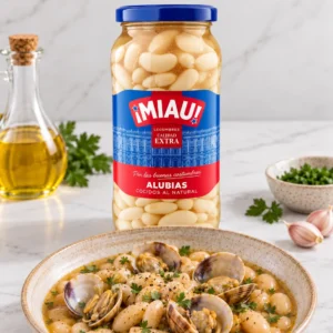 Alubias blancas cocidas MIAU con almejas
