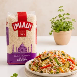 Ensalada de arroz basmati MIAU con calabacin, pimiento y cebolla