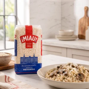 Risotto de setas con arroz redondo MIAU y parmesano