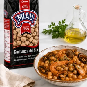 Garbanzas del Sur MIAU guisadas con gambas y mejillones