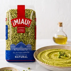 Crema de guisante verde partido MIAU con aceite de oliva