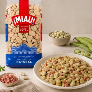Habas MIAU salteadas con jamon