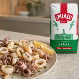 Calamares fritos con harina de fritos y rebozados MIAU