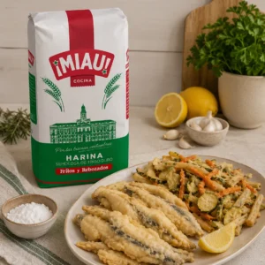 Pescaito frito y verduras con harina de fritos y rebozados MIAU