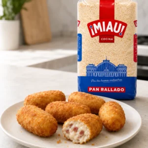 Croquetas de jamon rebozadas con pan rallado MIAU