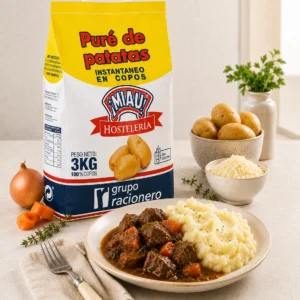 Pure de patata MIAU con estofado de ternera y zanahoria
